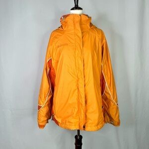 Vintage Columbia Interchange winter coat tangerine orange grey hooded Medium